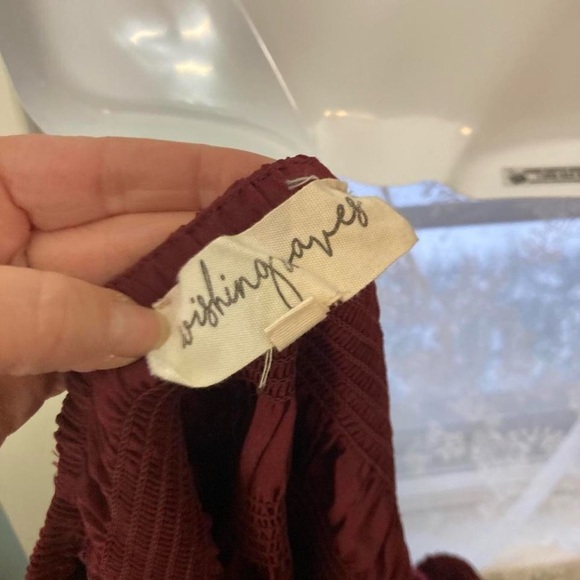 Burgundy top with ruffles and bell sleeves #boho Wishing Waves L - Picture 3 of 7